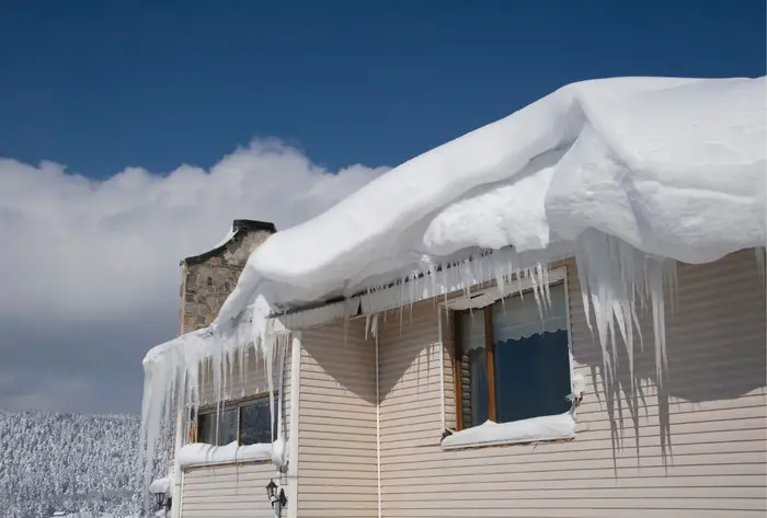 House with a heavy snow load on the roof
