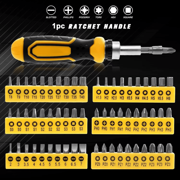 131PCS Magnetic Screwdrivers Set with Plastic Ranking Precision Slotted Phillips Hex Tools Hand Tools