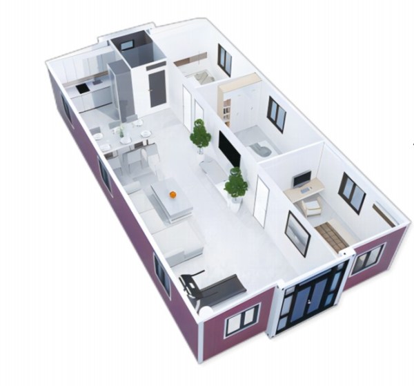 72sqm Expandable Cabin for Sale with 3 Bedrooms