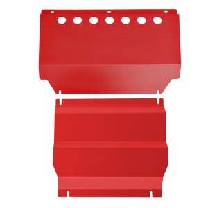 Red Bash Plate Set for Mitsubishi Triton ML-MN 2006-2015 | 3mm Steel Front & Sump Guard Combo | Underbody Protection, Impact-Resistant