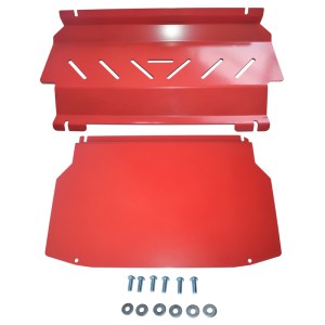 Red Bash Plate Set for Mitsubishi Pajero NS NT NW NX 2006-2022 | Underbody Protection Guard | Steel, Impact-Resistant, Rust-Proof