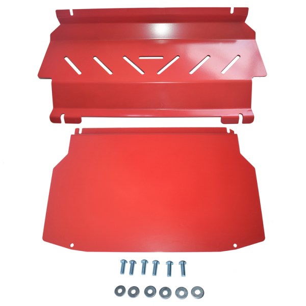 Red Bash Plate Set for Mitsubishi Pajero NS NT NW NX 2006-2022 | Underbody Protection Guard | Steel, Impact-Resistant, Rust-Proof