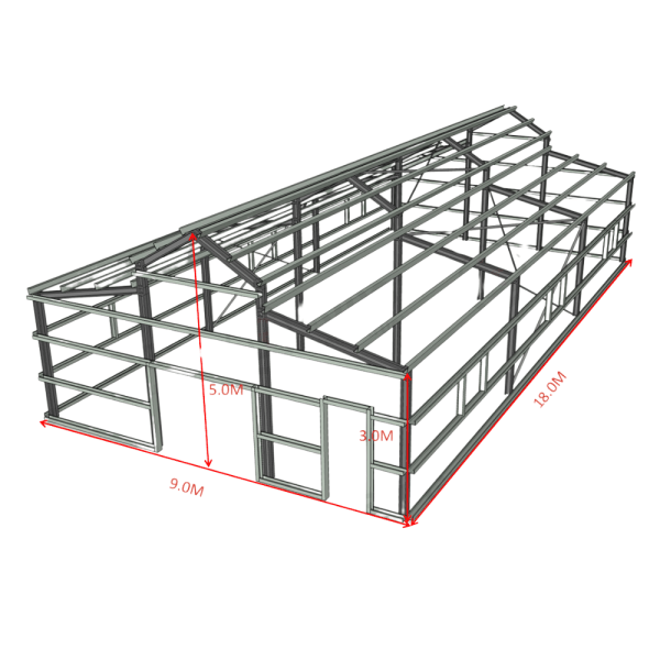 Steel Frame 9m x 18m x 3m Barn-(Colorsteel)
