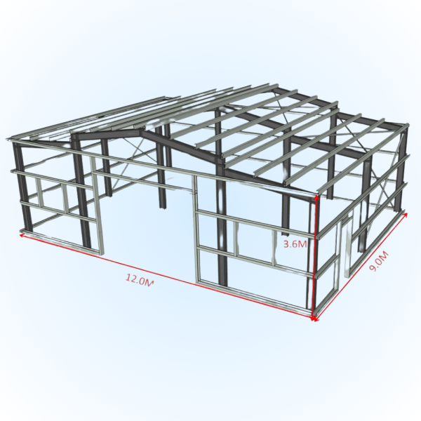 Sturdy Steel Frame American Barn with Colorsteel Roof 12m × 9m× 3.6m