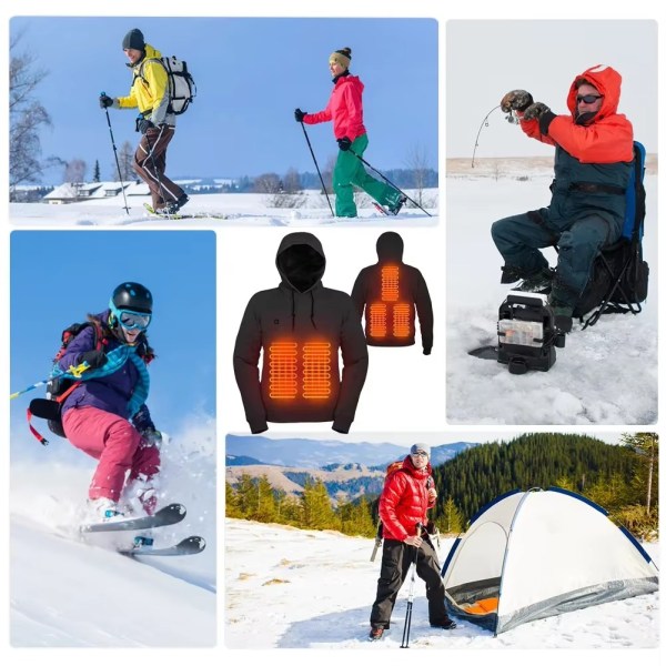 Men USB Heating Hoodie- Black